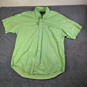 Ralph Lauren Polo Button Up Shirt Men’s XL Green Classic Fit Short Sleeve Logo